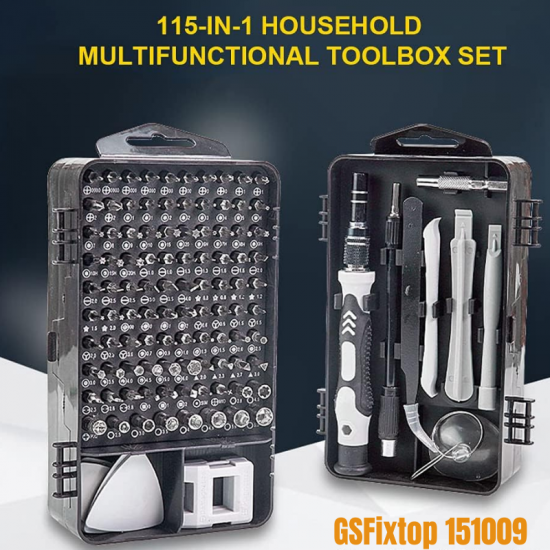 Coffret à outils ménager 115 en 1 avec outils multifonctions pour la réparation d'ordinateurs et téléphone Gsfixtop 151009 Coffret à outils ménager 115 en 1 avec outils multifonctions pour la réparation d'ordinateurs et téléphone Gsfixtop 151009