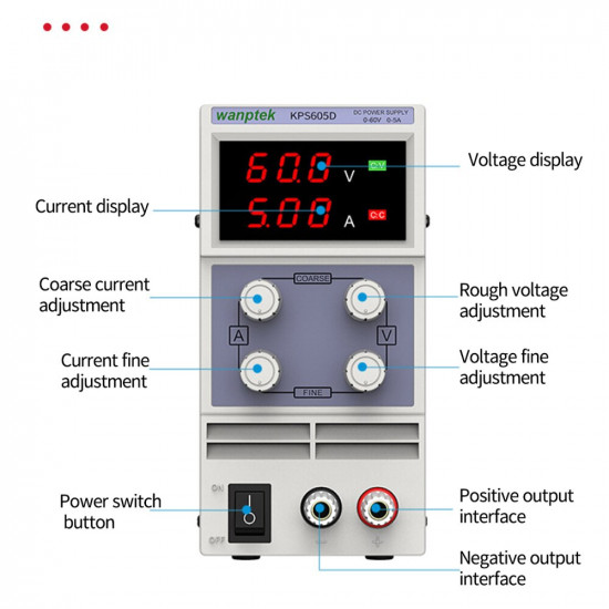 Alimentation régulée 0 ~ 60V 0 ~ 5A  interrupteur de Test KPS605D