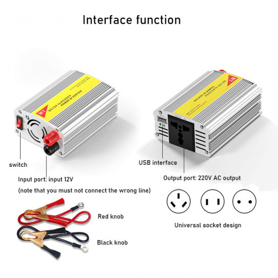 Car Power Inverter 700W DC 12V to AC 220V Vehicle Battery Converter Power Supply On-Board Charger Switch Car Power Inverter 700W DC 12V to AC 220V Vehicle Battery Converter Power Supply On-Board Charger Switch