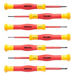 Jeu Tournevis De Précision Isolant  7Pcs-1000 V-Orange Tolsen 32007 Jeu Tournevis De Précision Isolant  7Pcs-1000 V-Orange Tolsen 32007