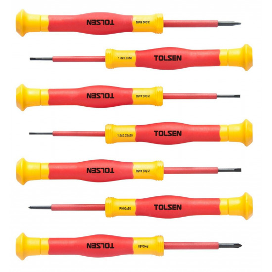 Jeu Tournevis De Précision Isolant  7Pcs-1000 V-Orange Tolsen 32007