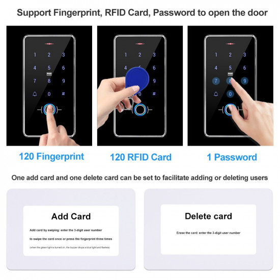 Outdoor IP68 Waterproof RFID Biometrics Fingerprint Access Control Keypad Touch Keyboard 13.56MHz Electronic Door Opener System