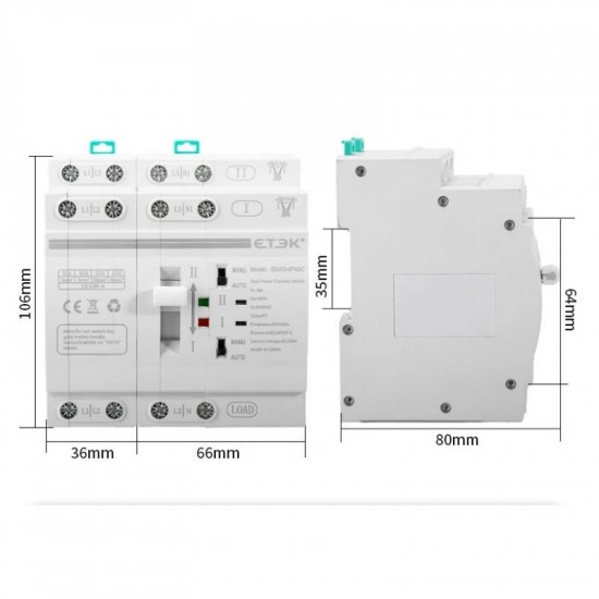 Inverseur de source ATS 4P automatique 3 Phases VSQ4P/63G