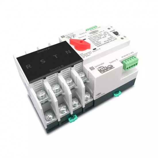 3 Phase Din Rail ATS Dual Power Automatic Transfer Switch Electrical Selector Switches Uninterrupted Power 4P 63A 100A TOMZN
