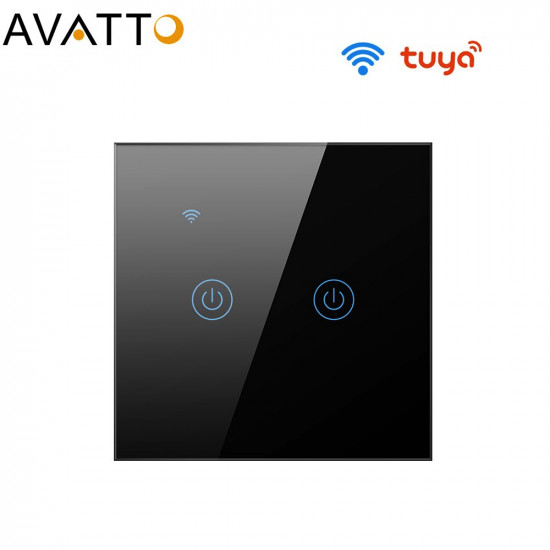Smart light switch Without and with neutral 2-Way Black tuya Smart light switch Without and with neutral 2-Way Black tuya