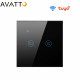Smart light switch Without and with neutral 2-Way Black tuya