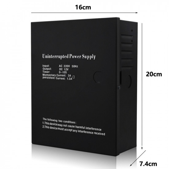 Boîtier d'alimentation ca 220V 3A pour contrôle d'accès avec batterie secours de 7AH Boîtier d'alimentation ca 220V 3A pour contrôle d'accès avec batterie secours de 7AH