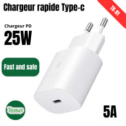 Chargeur super rapide type C  PD 25W REVALEO TK-91 Chargeur super rapide type C  PD 25W REVALEO TK-91