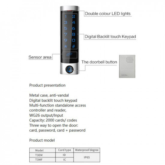 Access Lock Waterproof RFID Touch Keypad Access Control System Door Lock Metal Case 125KHz EM Card Door Entry Access Lock Waterproof RFID Touch Keypad Access Control System Door Lock Metal Case 125KHz EM Card Door Entry