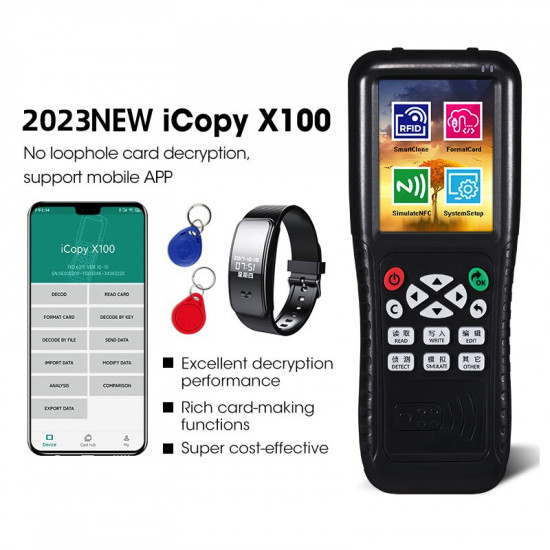 Copieur Rfid NFC avec Fonction de Décodage Complet Icopy X100