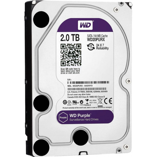 Disque dur interne pour la vidéo surveillance Western Digital - WD Purple 2To WD20PURX