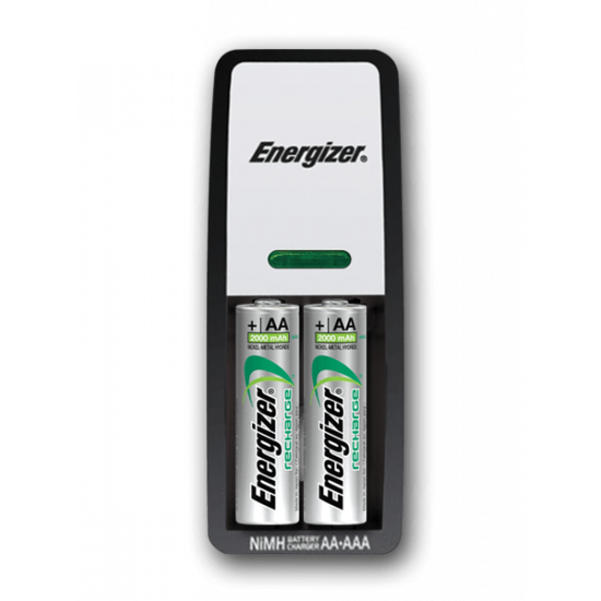 Chargeur Energizer Mini AA/AAA avec 2 piles rechargeables AA NiMH 2000mah