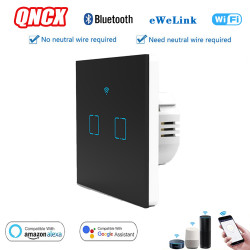 Interrupteur mural tactile intelligent 2 voies compatible application ewelink et alexa ( fonctionne avec et sans neutre )  Interrupteur mural tactile intelligent 2 voies compatible application ewelink et alexa ( fonctionne avec et sans neutre )