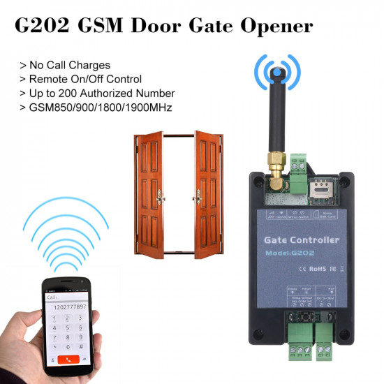 GSM Remote Control G202 Single Relay Switch For Sliding Swing Garage Gate Opener 