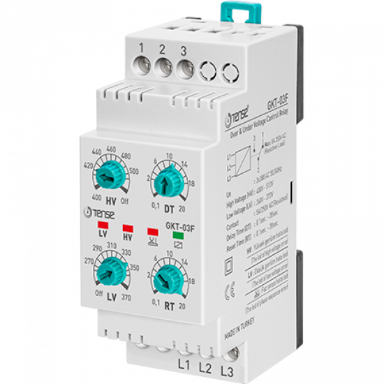 Relais de contrôle de surtension et de sous-tension triphasé à séquence de phases réglable analogique TENSE GKT-03F