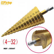 Mèche étagée HSS 4 - 32 MM Foret conique pyramide GSFixtop 55547 Mèche étagée HSS 4 - 32 MM Foret conique pyramide GSFixtop 55547