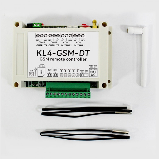 appareil controle a distance et alarme température 4 sorties et deux entrées de sonde KL4-GSM-DTC