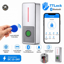 Contrôleur d’Accès Biométrique Bluetooth TTLock H18F-BLE – Empreinte Digitale, Carte MIFARE 13,56 MHz – 12/24V AC/DC – Gestion des Abonnements