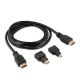 3 en 1 Câble HDMI vers Mini HDMI et adaptateurs Micro HDMI 1.5M