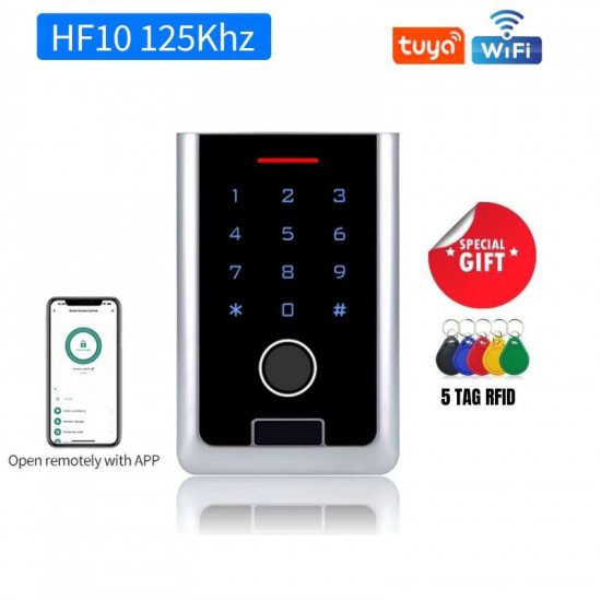 clavier de contrôle d'accès par empreinte digitale Tuya Wifi RFID HF10-EM  , Digicode étanche en métal