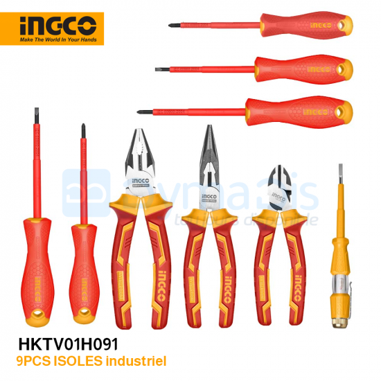 Jeu d'outils à main isolés 9pcs INGCO HKTV01H091