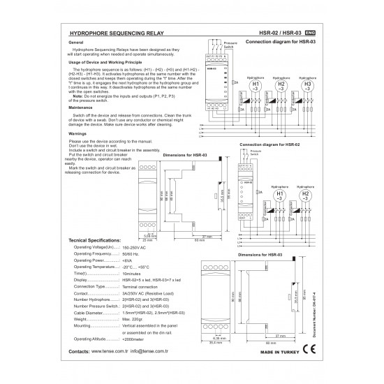 Relais de séquençage hydrophore TENSE HSR-02