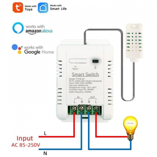 module de controle de température et humidité à distance wifi bluetooth Tuya TYTHE-D2 hygromètre connecté