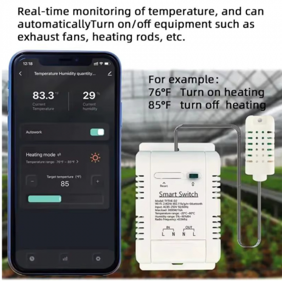 module de controle de température et humidité à distance wifi bluetooth Tuya TYTHE-D2 hygromètre connecté