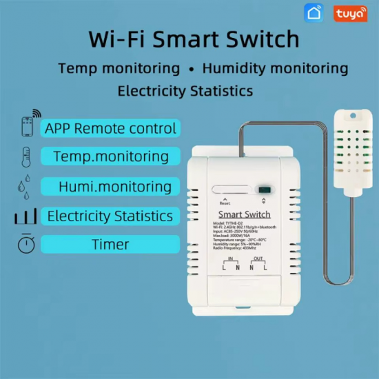 module de controle de température et humidité à distance wifi bluetooth Tuya TYTHE-D2 hygromètre connecté