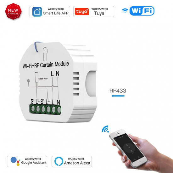 WiFi RF Smart Curtain Module Switch for Electric Roller Shutter Motor Tuya Wireless Remote Control WiFi RF Smart Curtain Module Switch for Electric Roller Shutter Motor Tuya Wireless Remote Control