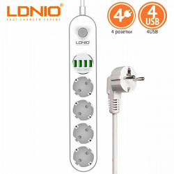 Multiprise 4 Prises + 4 ports Usb -LDNIO SE4432 Blanc Multiprise 4 Prises + 4 ports Usb -LDNIO SE4432 Blanc