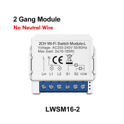 Mini switch 2 voies WIFI sans neutre tuya  AVATTO LWSM16-2GANG Mini switch 2 voies WIFI sans neutre tuya  AVATTO LWSM16-2GANG