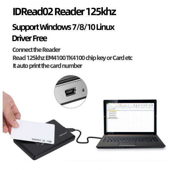 Lecteur de cartes intelligentes RFID 125 KHz Lecteur de cartes intelligentes RFID 125 KHz