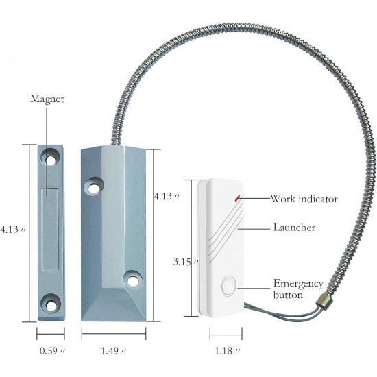 Contact de porte pour porte de garage ( Sabot métallique ) sans fils 433Mhz  TIGER MC-J01