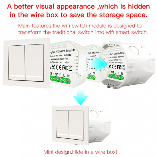Wifi Smart Light Switch Diy Breaker Module Smart Life/Tuya APP Remote Control,Working with Alexa Echo Google Home 2 Gang 2 Way. Wifi Smart Light Switch Diy Breaker Module Smart Life/Tuya APP Remote Control,Working with Alexa Echo Google Home 2 Gang 2 Way.