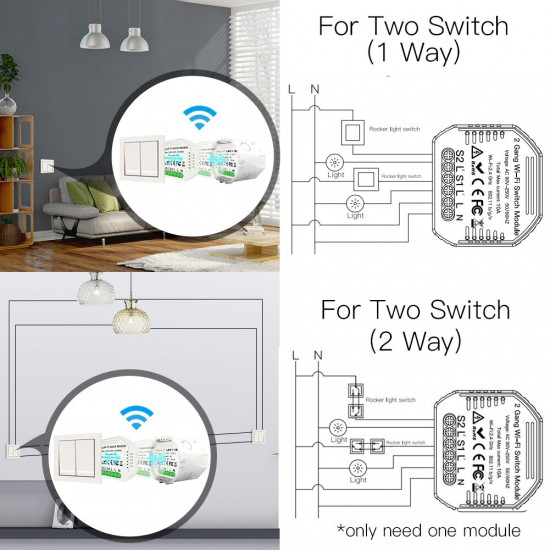 Wifi Smart Light Switch Diy Breaker Module Smart Life/Tuya APP Remote Control,Working with Alexa Echo Google Home 2 Gang 2 Way. Wifi Smart Light Switch Diy Breaker Module Smart Life/Tuya APP Remote Control,Working with Alexa Echo Google Home 2 Gang 2 Way.
