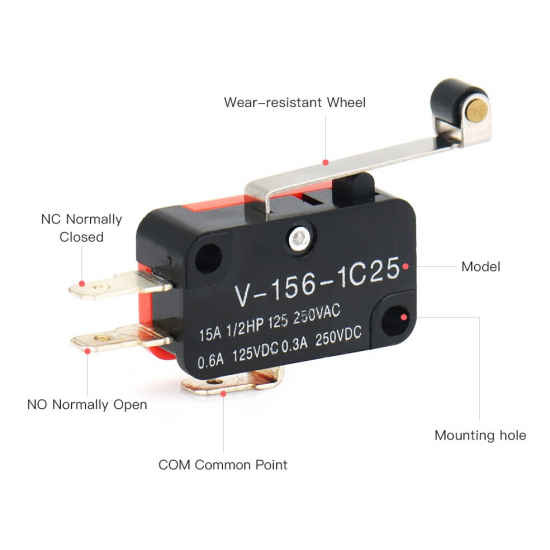 Micro interrupteur de fin de course à galet  1NO 1NC V-156-1C25