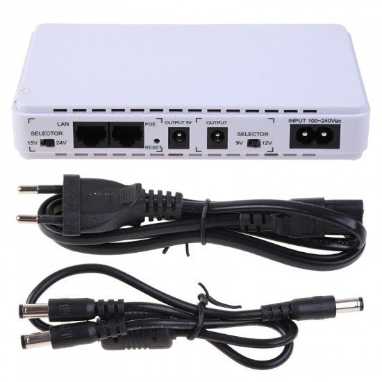 5V/9V/12V/15/24V 10000mAh 18W Mini UPS Backup Battery for Router, Modem, Security Camera