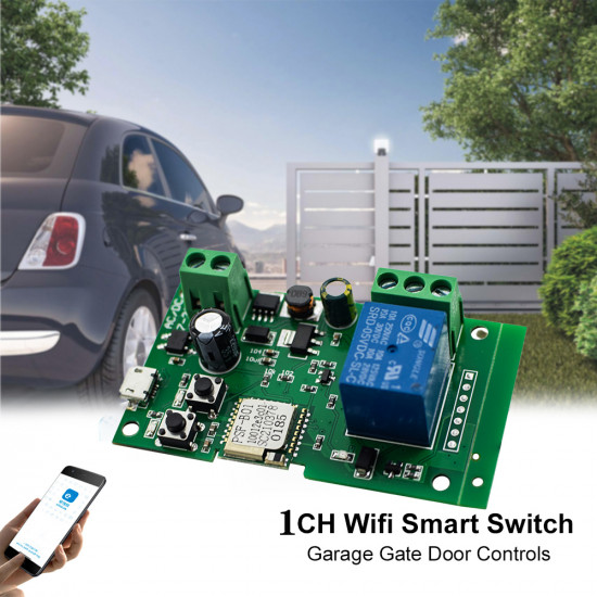 Module de Controle à distance Porte Garage  WIFI RF application Tuya 1CH 7-32V