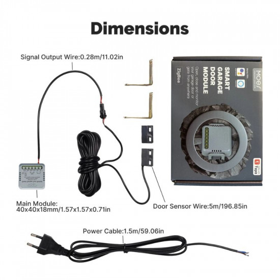 Module de contrôleur de porte de Garage MOES ZM-102-M Zigbee Tuya avec capteur de position