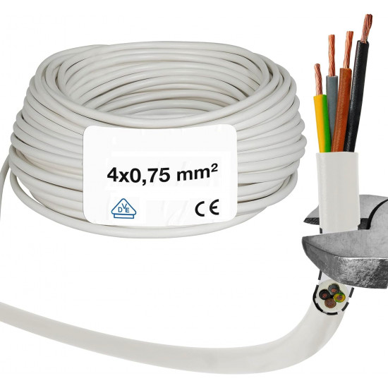 Câble d'alimentation souple NYM-J gainé 4 x 0.75 mm²   Par mètre  