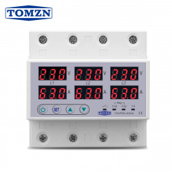 Adjustable protection 380V 3P+N 63A voltage and current with display TOMZN TOPD3-63VA