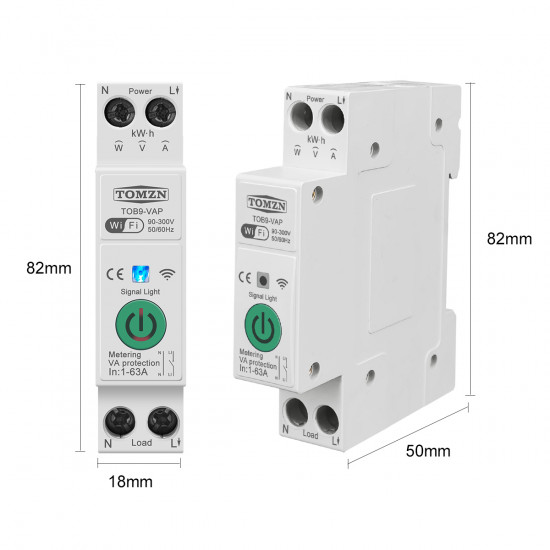 TUYA MCB smart circuit breaker, 32A protection and power measurement TOMZN TOB9-VAP-32 TUYA MCB smart circuit breaker, 32A protection and power measurement TOMZN TOB9-VAP-32