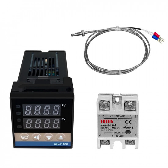 Double Kit de Thermostat de régulateur de température PID numérique REX-C100 avec SSR-40DA Double Kit de Thermostat de régulateur de température PID numérique REX-C100 avec SSR-40DA