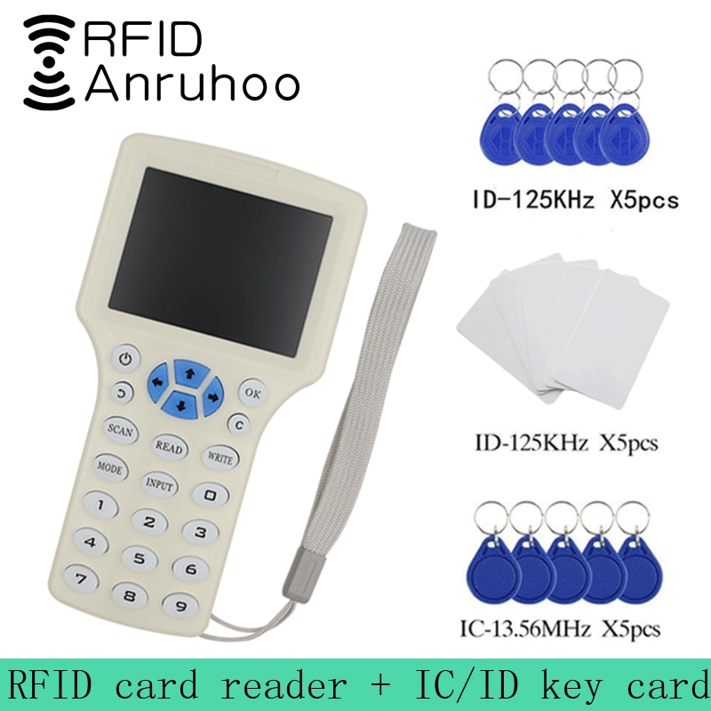 Lecteur de gravure d'ID de copieur / lecteur de code à puce RFID crypté  pour copie à fréquence 9 avec lecteur USB avec câble USB, blanc