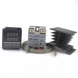 Dual Digital PID Temperature Controller Thermostat Kit REX-C100 with SSR-40DA heat sink quality K probe Thermocouple