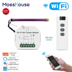 Commutateur de rideau intelligent WIFI+RF pour moteur de volet roulant électrique Tuya avec télécommande Commutateur de rideau intelligent WIFI+RF pour moteur de volet roulant électrique Tuya avec télécommande