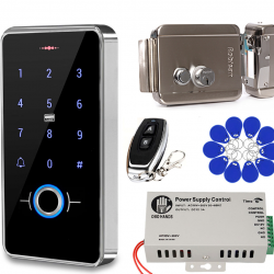 Set of Door Access Control System Kit Biometrics IP68  Keypad 13.56 MHZ + Power Supply + Electric Lock  Door Locks for Home