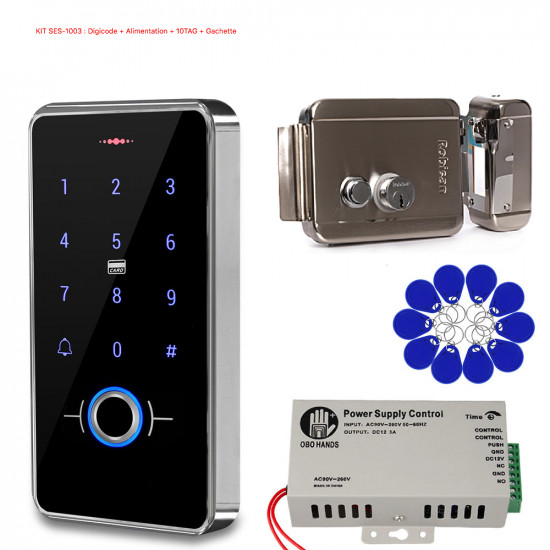 Set of Door Access Control System Kit Biometrics IP68 Keypad 13.56 MHZ + Power Supply + Electric Lock Door Locks for Home SES-1003 Set of Door Access Control System Kit Biometrics IP68 Keypad 13.56 MHZ + Power Supply + Electric Lock Door Locks for Home SES-1003