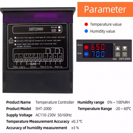 Régulateur température et humidité SHT2000 